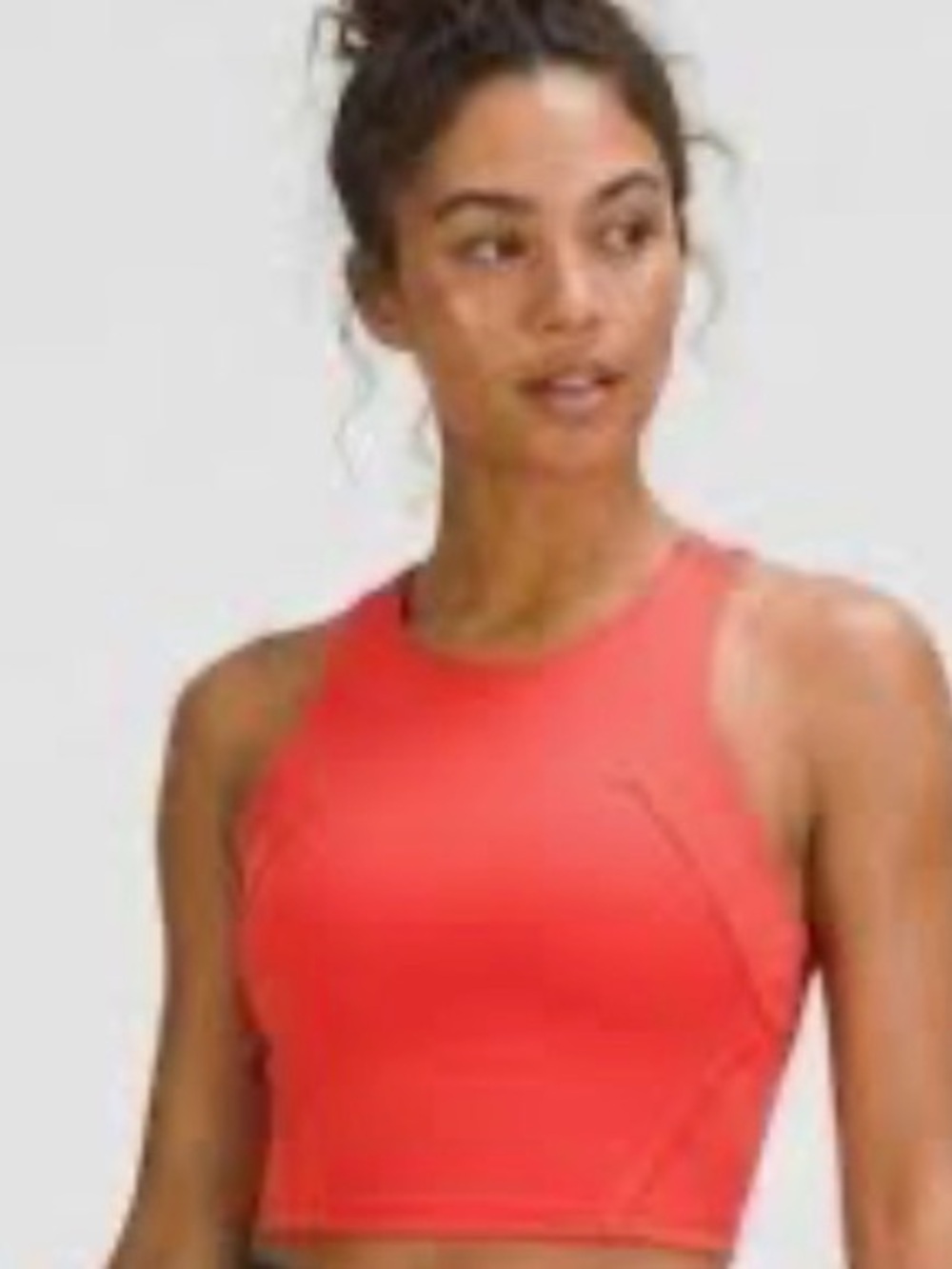 Lululemon Invigorate Training Crop Top SZ 4 Dark Pink built in bra Padded logo